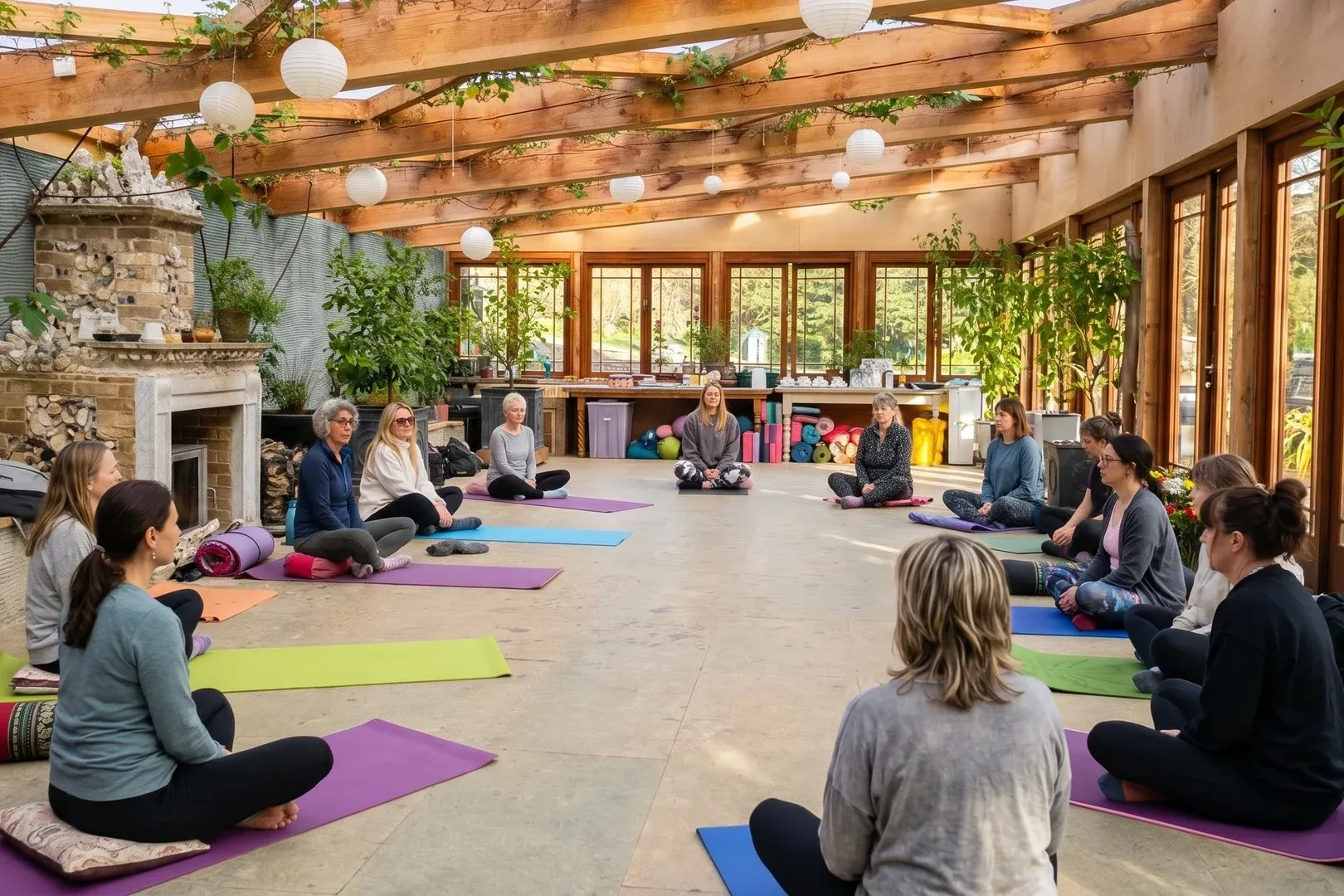 Yoga retreat setting in a Norfolk country garden